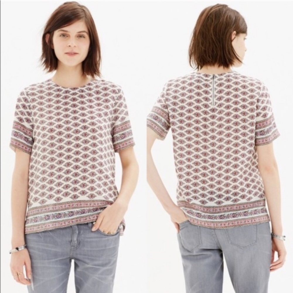 Madewell Silk Refined Tee Diamond Floral blouse